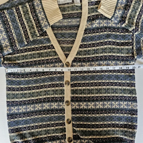 Vtg Blake&Manley Fair Isle Knit Button Front Cardigan Sweater L Eclectic Grandpa - Picture 8 of 9